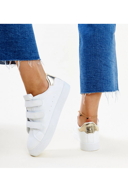 Tênis Samala velcro branco e dourado