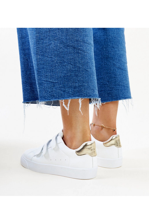 Tênis Samala velcro branco e dourado