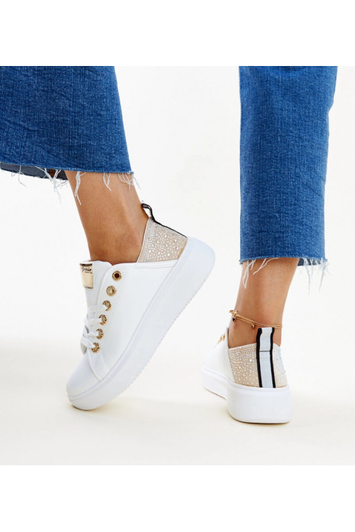 Tênis branco e bege com zircônias...