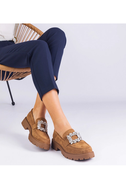 Mocassins femininos marrons em...