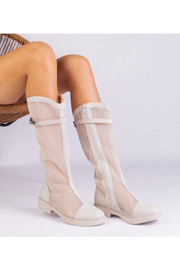 Botas altas de malha branca...