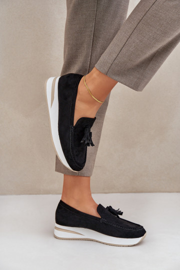 Mocassins Habilitado Sutilm Koturnie de camurça ecológicaoParae cor preta Challavia