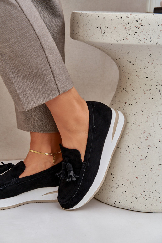 Mocassins Habilitado Sutilm Koturnie de camurça ecológicaoParae cor preta Challavia Mocassins Habilitado Sutilm Koturnie de camurça ecológicaoParae cor preta Challavia