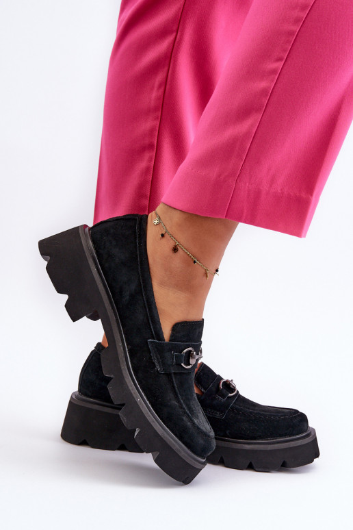 Mocassins Femininos em Camurça Pretos...