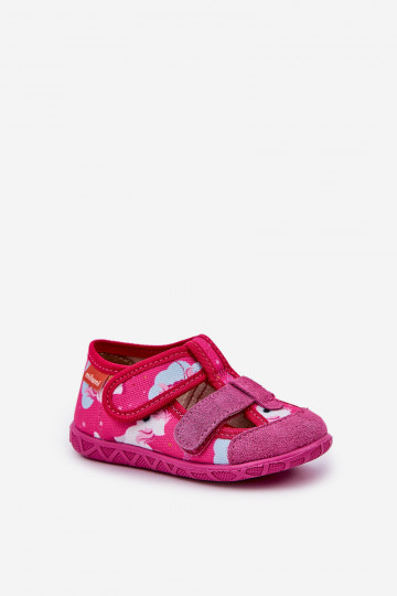 Chinelos Milami infantis com fechos adesivos em unicórnios na cor rosa Reathiana