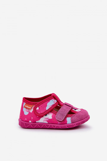 Chinelos Milami infantis com fechos adesivos em unicórnios na cor rosa Reathiana 2