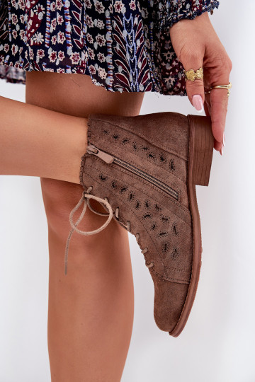 Baixo Botas com elementos abertos S.Barski HY51-185 cor marrom 2