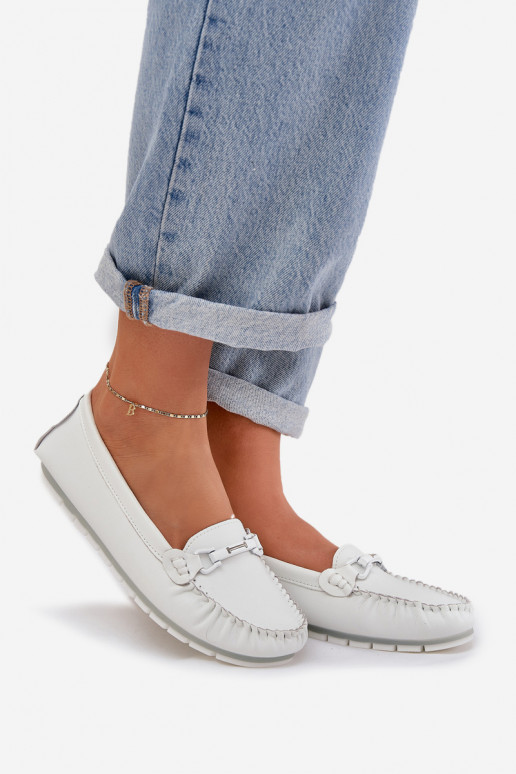 isósceles Pele Mocassins com enfeites S.Barski LR51-547 cor branca isósceles Pele Mocassins com enfeites S.Barski LR51-547 cor branca