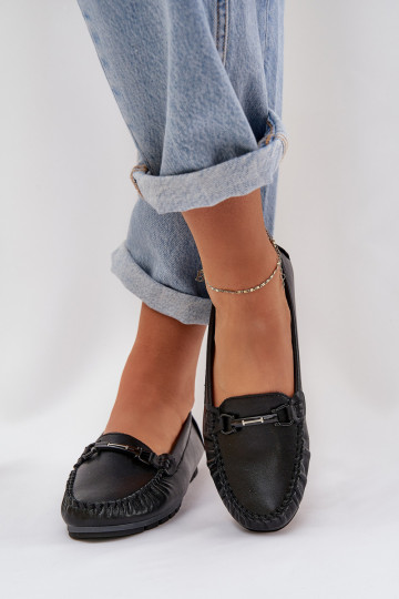 S.Barski LR51-547 mocassins de couro com ornamentos na cor preta