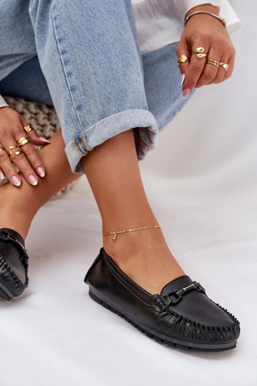 isósceles Pele Mocassins com enfeites S.Barski LR51-547 cor preta isósceles Pele Mocassins com enfeites S.Barski LR51-547 cor preta