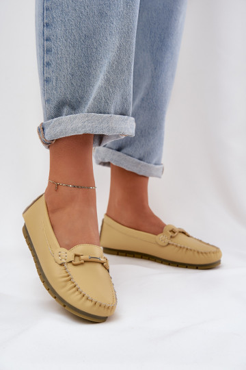 S.Barski LR51-547 mocassins de couro com ornamentos na cor amarela 2