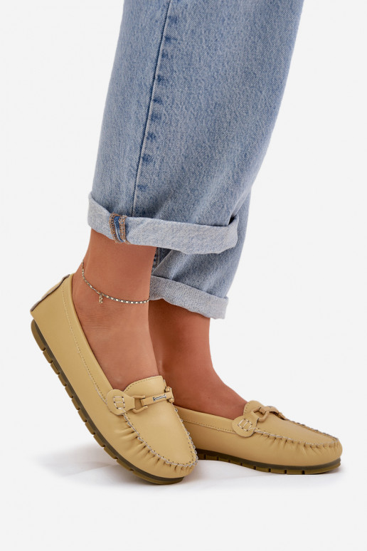 isósceles Pele Mocassins com enfeites S.Barski LR51-547 cor amarela