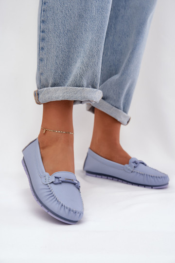 S.Barski LR51-547 mocassins de couro com ornamentos na cor azul 2