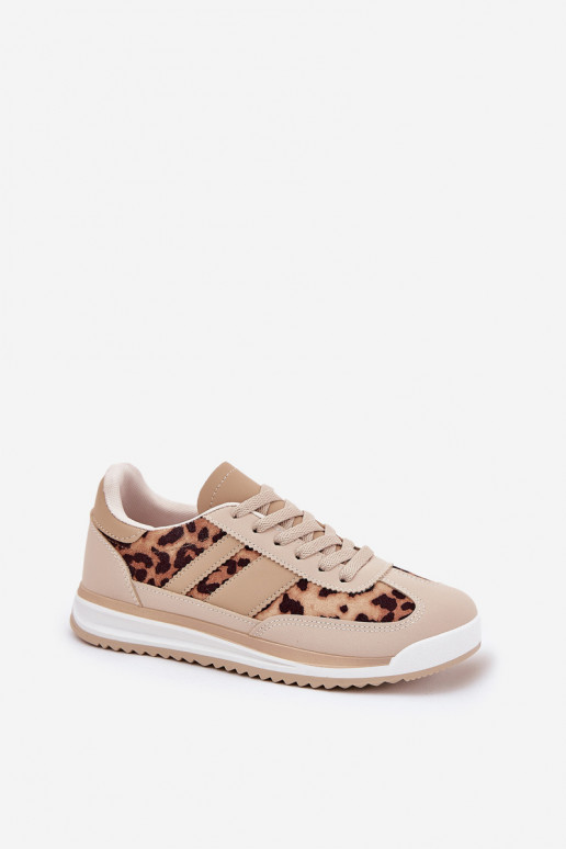 tênis À modalo de tênis Feminino com padrões de pele de leopardo bege-cor marrom Galabis tênis À modalo de tênis Feminino com padrões de pele de leopardo bege-cor marrom Galabis
