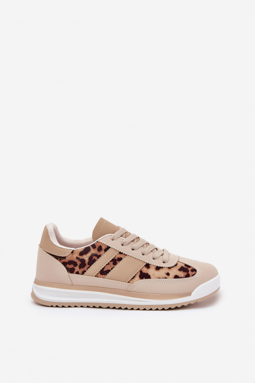 tênis À modalo de tênis Feminino com padrões de pele de leopardo bege-cor marrom Galabis tênis À modalo de tênis Feminino com padrões de pele de leopardo bege-cor marrom Galabis