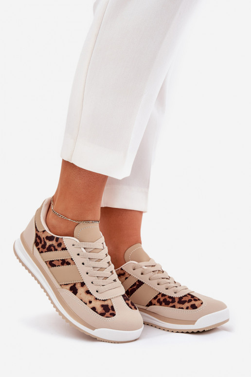tênis À modalo de tênis Feminino com padrões de pele de leopardo bege-cor marrom Galabis tênis À modalo de tênis Feminino com padrões de pele de leopardo bege-cor marrom Galabis
