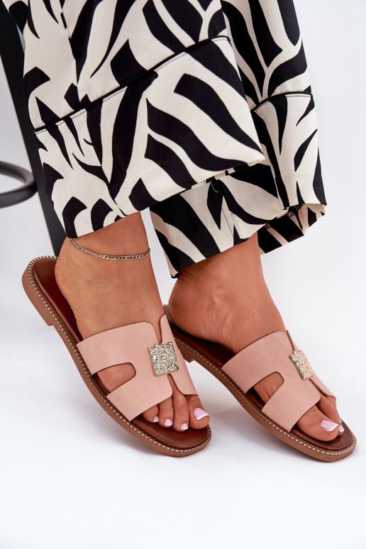 isósceles Chinelos Com recortes E decoração cor rosa Bohalis