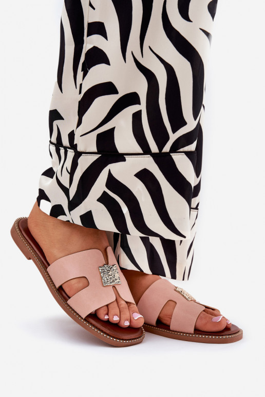 isósceles Chinelos Com recortes E decoração cor rosa Bohalis