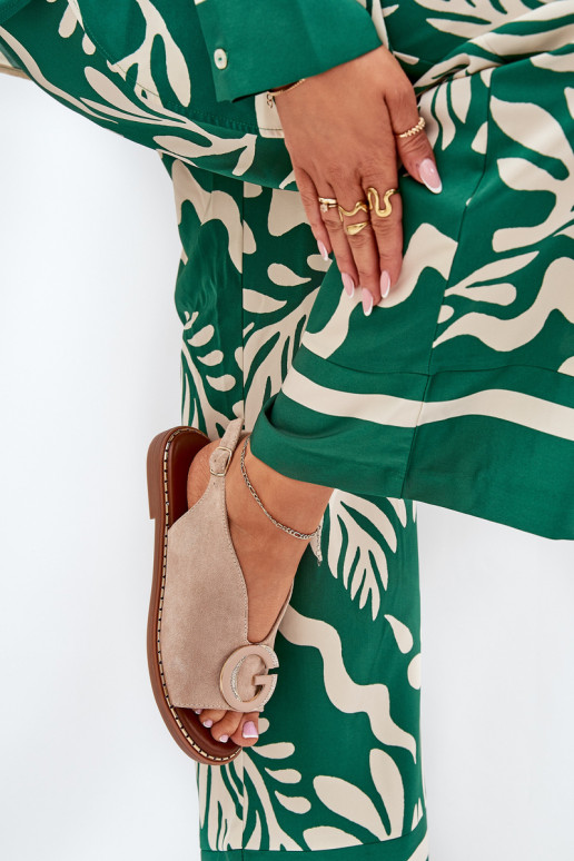 Sandálias rasteiras com enfeites bege Haliones Sandálias rasteiras com enfeites bege Haliones