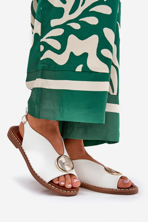 isósceles Estilo elegante sandálias com enfeites cor branca Iseliria