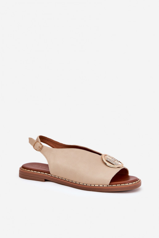 isósceles Estilo elegante sandálias com enfeites bege Iseliria