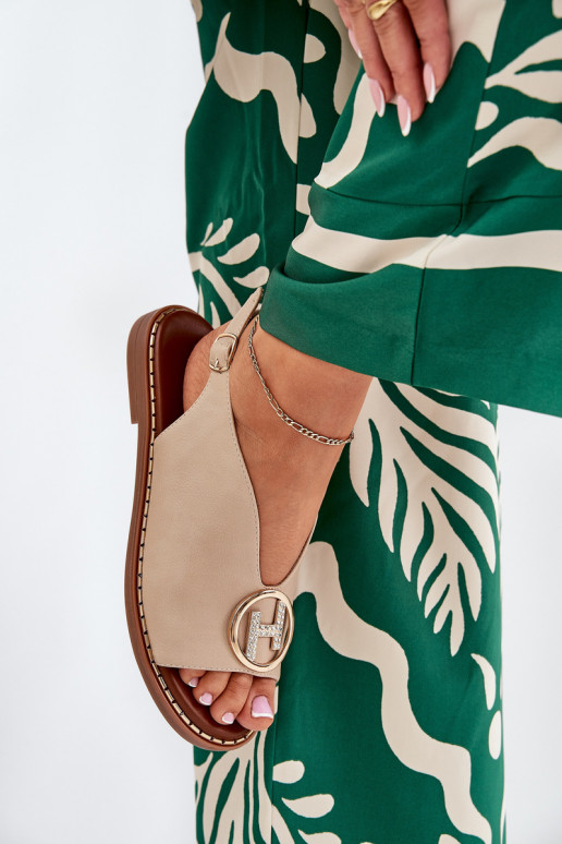 isósceles Estilo elegante sandálias com enfeites bege Iseliria