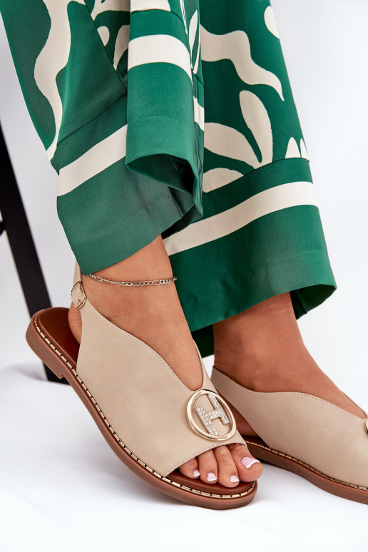 isósceles Estilo elegante sandálias com enfeites bege Iseliria