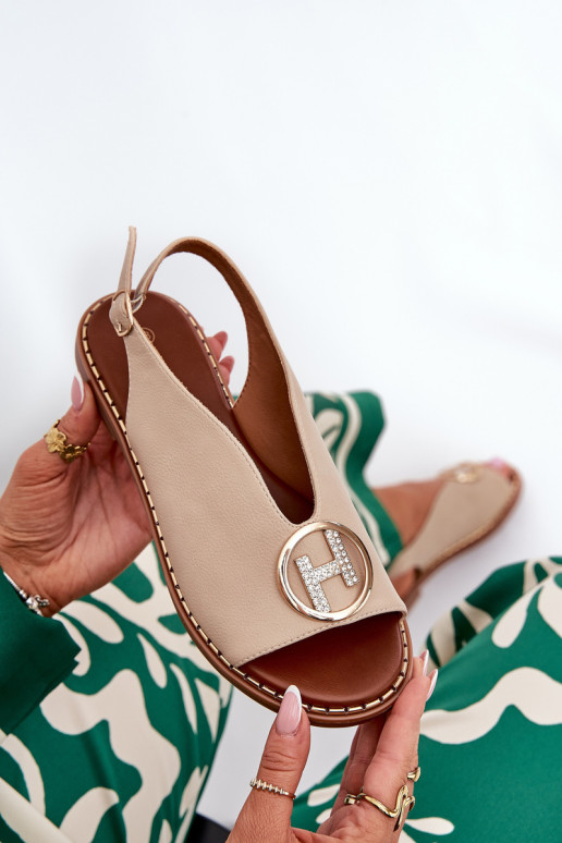 isósceles Estilo elegante sandálias com enfeites bege Iseliria