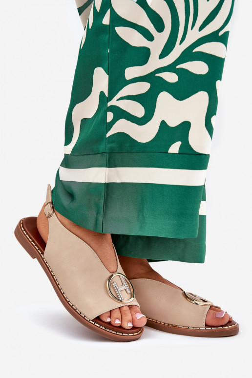 isósceles Estilo elegante sandálias com enfeites bege Iseliria