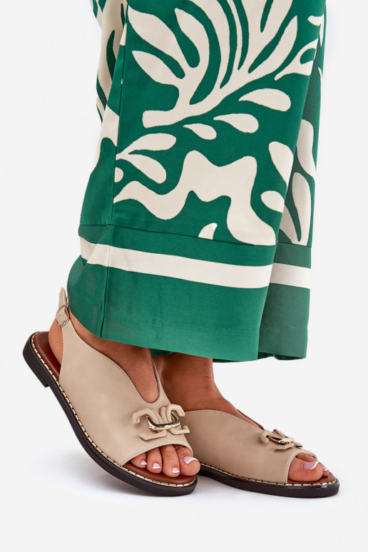 sandálias com salto largo com enfeites de couro ecológico bege Tillireta sandálias com salto largo com enfeites de couro ecológico bege Tillireta