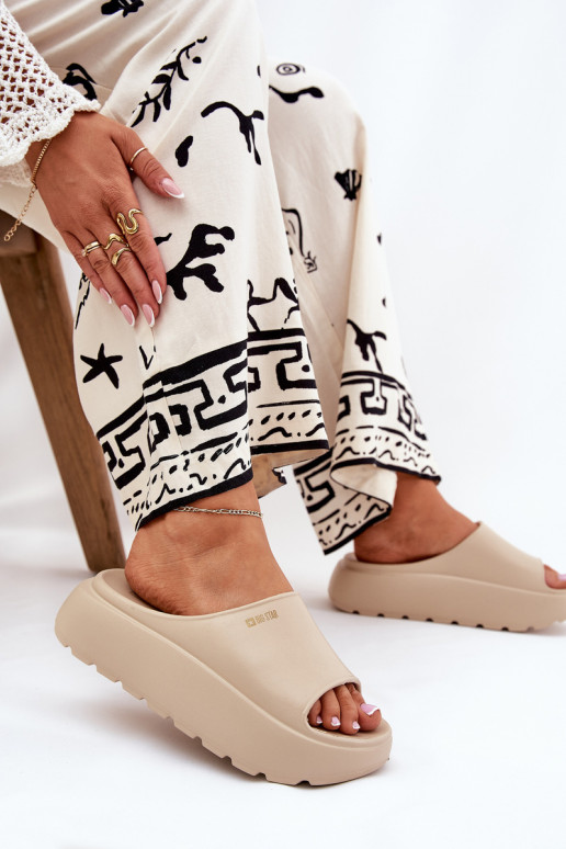 Chinelos leves Chinelos femininos com uma plataforma Big Star RR274A569 bege