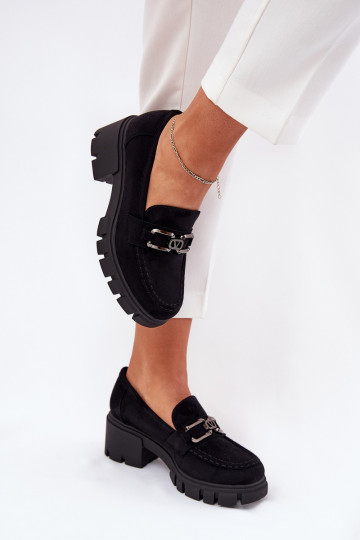 de camurça ecológicaoParae sapato Feminino com enfeites Vinceza 39921 cor preta