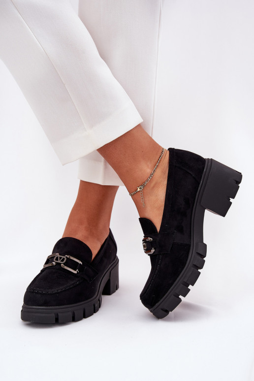 de camurça ecológicaoParae sapato Feminino com enfeites Vinceza 39921 cor preta