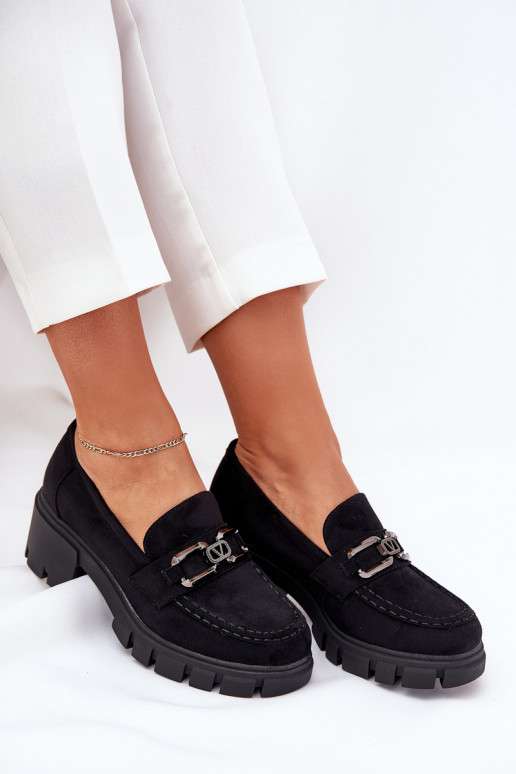 de camurça ecológicaoParae sapato Feminino com enfeites Vinceza 39921 cor preta