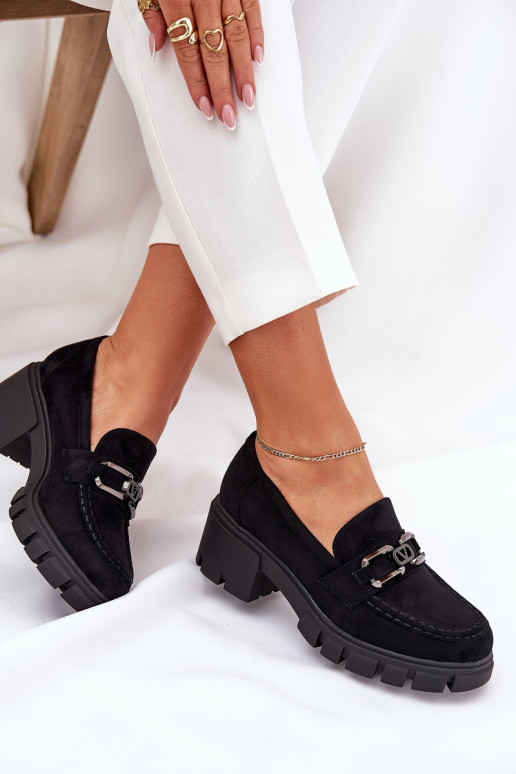 de camurça ecológicaoParae sapato Feminino com enfeites Vinceza 39921 cor preta