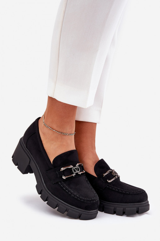 de camurça ecológicaoParae sapato Feminino com enfeites Vinceza 39921 cor preta