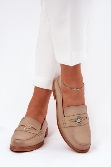 Estilo elegante mocassins femininos Z Habilitadoturalnej Skóry Vinceza 18100 bege 2