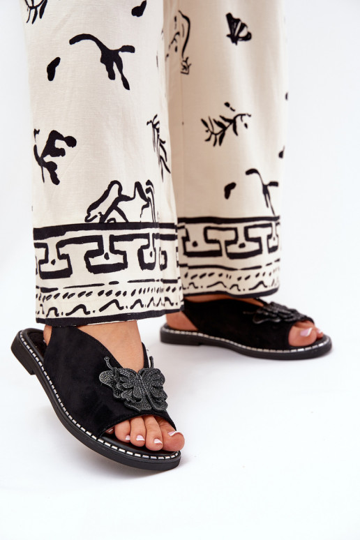 Sandálias femininas com salto largo com enfeites cor preta Setorina Sandálias femininas com salto largo com enfeites cor preta Setorina