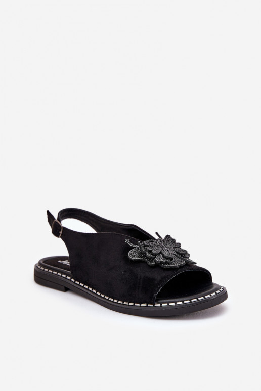 Sandálias femininas com salto largo com enfeites cor preta Setorina Sandálias femininas com salto largo com enfeites cor preta Setorina