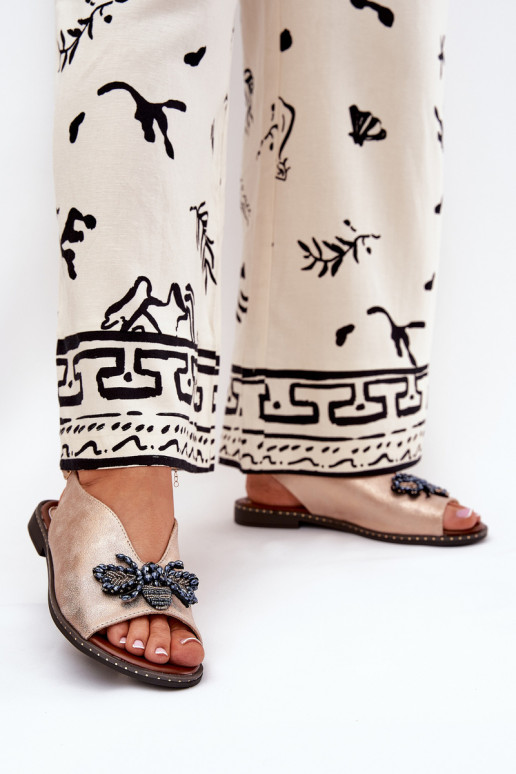 com brilho Sandálias femininas com enfeites isósceles cor ouro rosa Russona