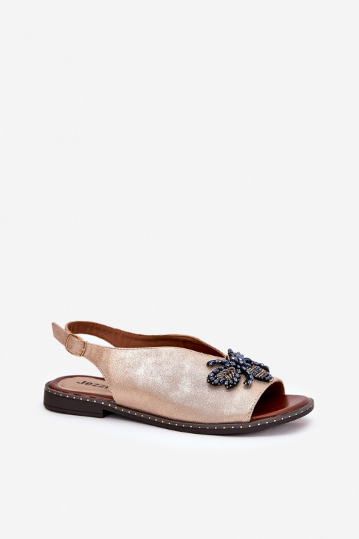 com brilho Sandálias femininas com enfeites isósceles cor ouro rosa Russona