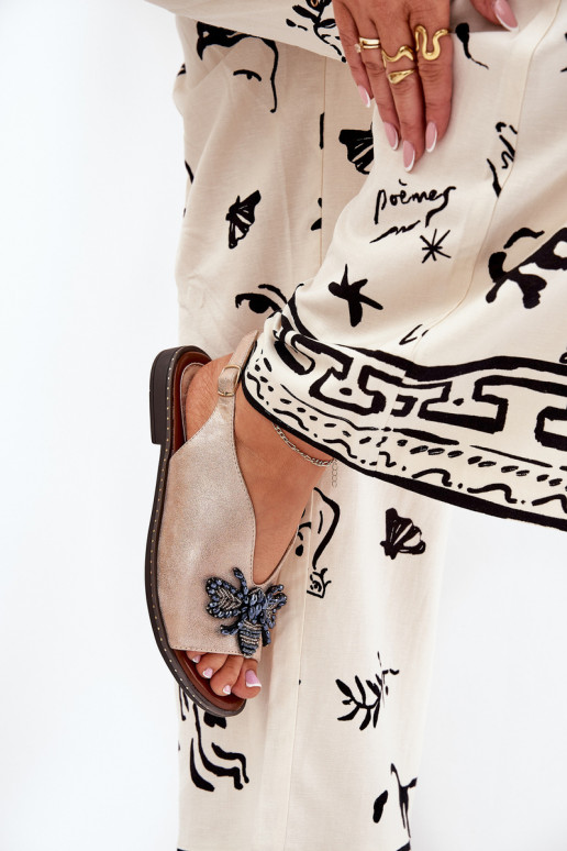 com brilho Sandálias femininas com enfeites isósceles cor ouro rosa Russona