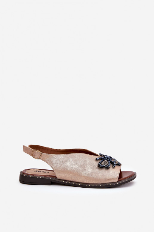 com brilho Sandálias femininas com enfeites isósceles cor ouro rosa Russona