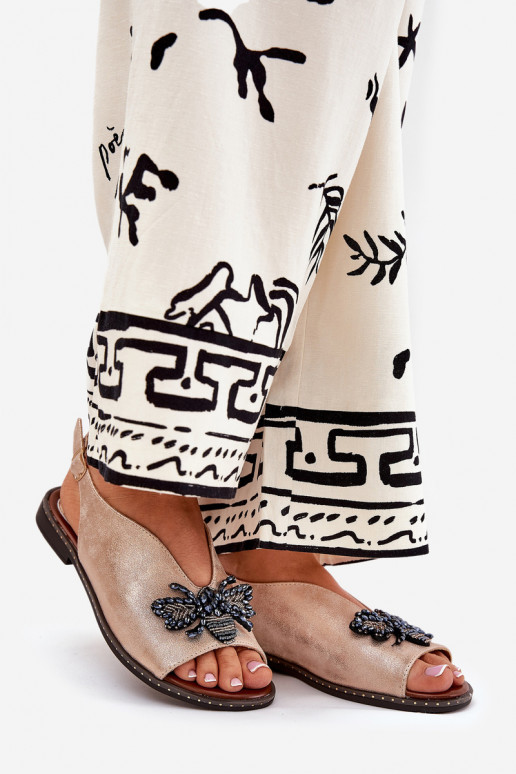 com brilho Sandálias femininas com enfeites isósceles cor ouro rosa Russona