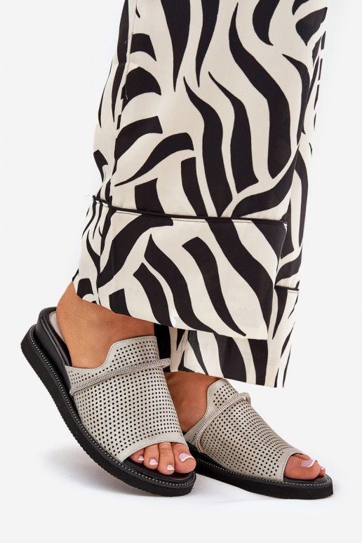 Chinelos femininos Em uma cunha Com fita decorativa cor prata TeriParaes