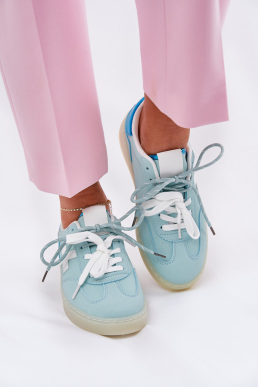 Baixo tênis Feminino com padrões de pele de leopardo cor menta Zelevelis