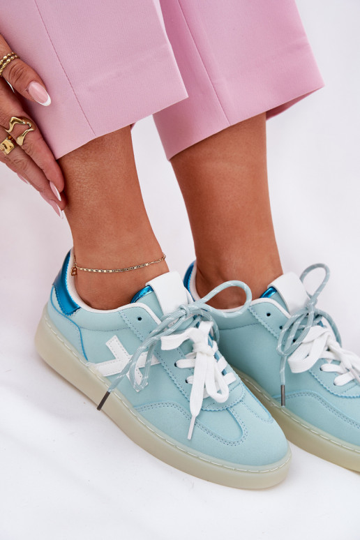 Baixo tênis Feminino com padrões de pele de leopardo cor menta Zelevelis