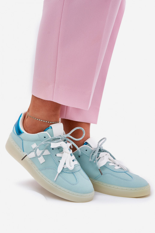 Baixo tênis Feminino com padrões de pele de leopardo cor menta Zelevelis