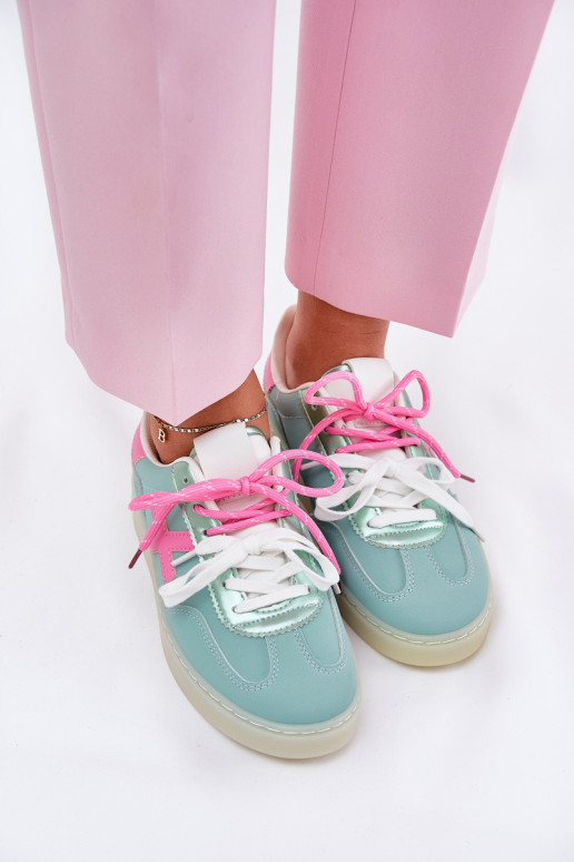 Baixo tênis Feminino com padrões de pele de leopardo hortelã -cor rosa Zelevelis