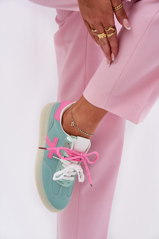 Baixo tênis Feminino com padrões de pele de leopardo hortelã -cor rosa Zelevelis